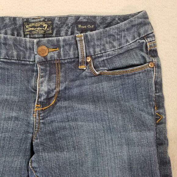 Seven7 Jeans Women's size 32 Low Rise Bootcut Blue stretch Denim Pants 32x30 - Picture 4 of 14
